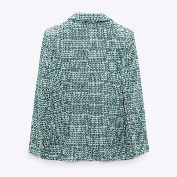 Zara textured tweed double breasted blazer size S - Picture 6 of 14